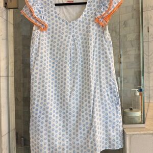 Blue and Orange Polka Dot Mini Dress